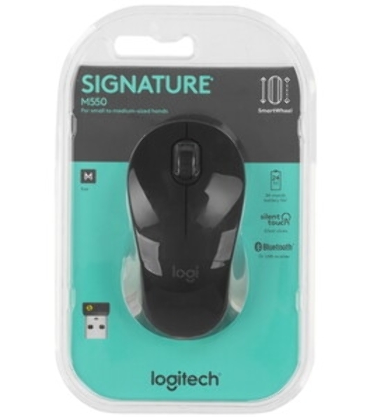 Мышь беспроводная Logitech M550 темно-серый/серый, 4000 dpi, радиоканал, Bluetooth, USB, кнопки - 3