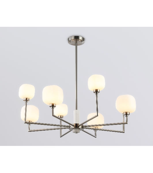 Люстра Ambrella light LH53003/8 SN/FR сатин никель/белый матовый G9*8 max 40W D830*680