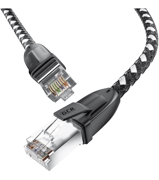 Патч-корд GCR PROF прямой 3.0m, UTP медь cat.6, STRONG черно-белый нейлон, ethernet high speed 10 Гбит/с, T568B, GCR-52778