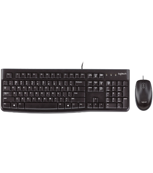 Комплект клавиатура+мышь Logitech MK120 проводной, USB, 1000 DPI, чёрный(заводская гравировка)