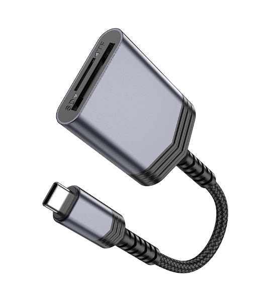Кард-ридер Hoco UA25/серый/SD/TF/MicroSD/USB Type-C (OTG)/алюминий