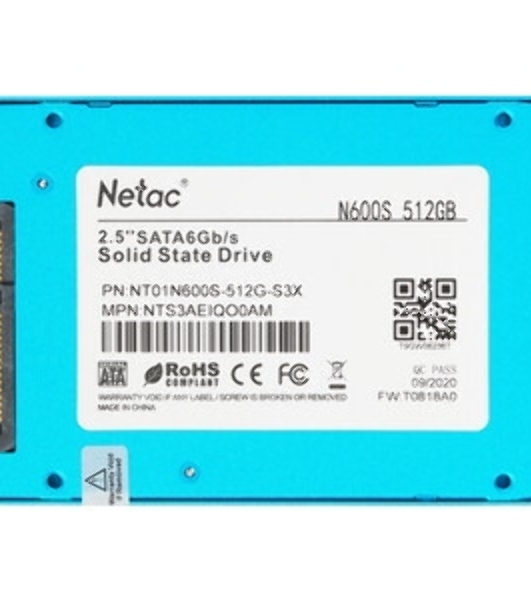 Накопитель SSD Netac N600S, 512Gb, SATA III, 2.5', R/W 540/490