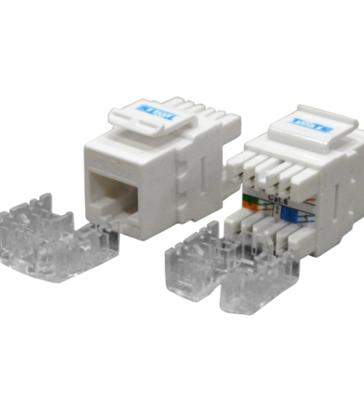 Модуль Keystone, RJ45, кат.6, UTP, 180 градусов, со шторкой, белый