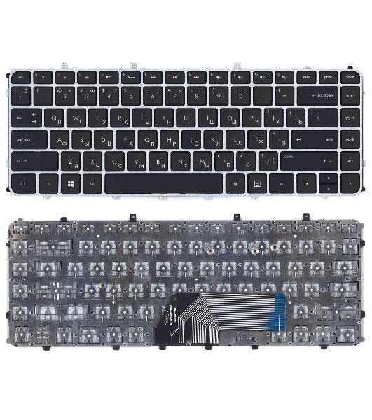 Клавиатура для ноутбука HP Envy 4-1000 Envy 6-1000 черная с серебристой рамкой