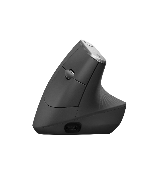 Мышь беспроводная/проводная Logitech MX Vertical графитовый, 4000 dpi, радиоканал, Bluetooth, USB, кнопки - 6