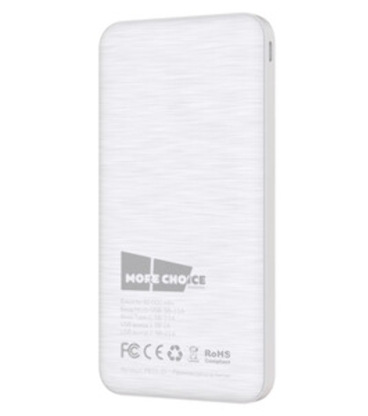 Портативный аккумулятор More choice (4620202550606) PB55-10 с кабелем 1USB 3.0A - 10000mAh белый