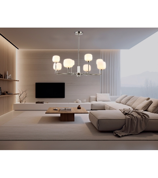 Люстра Ambrella light LH53003/8 SN/FR сатин никель/белый матовый G9*8 max 40W D830*680