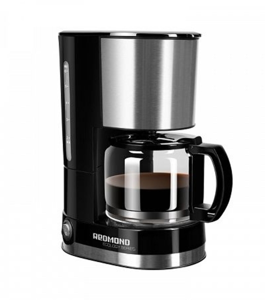 Кофеварка капельная Redmond RCM-M1507 черный/серебристый, исп. кофе - молотый, 0.6 л, 600 Вт