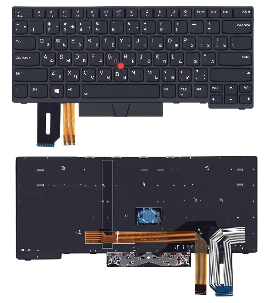 Клавиатура для ноутбука Lenovo ThinkPad E480 E485 черная с подсветкой