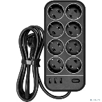 Сетевой фильтр Powercom SP-08 USB03AB 3,0 m 3.0м, 8 розеток, черный, коробка, фото9