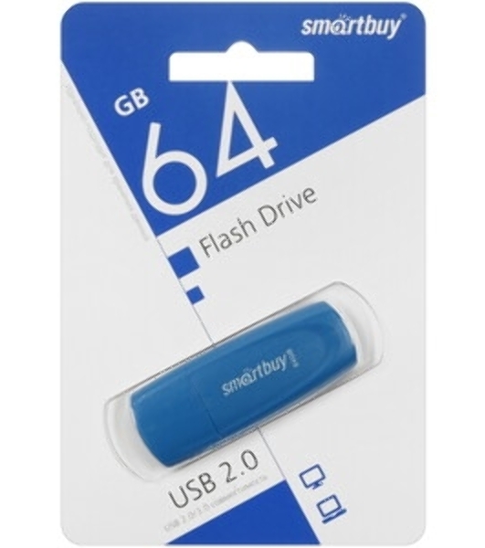 Флешка USB Smartbuy Scout Blue (SB064Gb2SCB), 64Gb, USB 2.0, R/W 15/8, синий