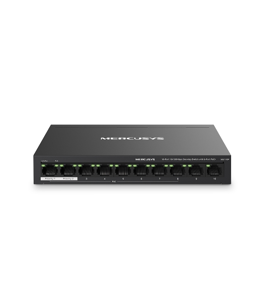 Коммутатор настольный Mercusys MS110P с 10 портами 10/100 Мбит/с (8 портов PoE+)