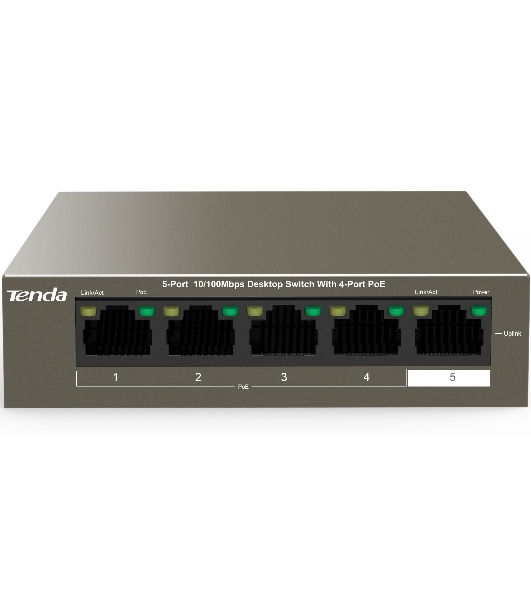 Коммутатор Tenda TEF1105P-4-63W 5PORT 10/100M