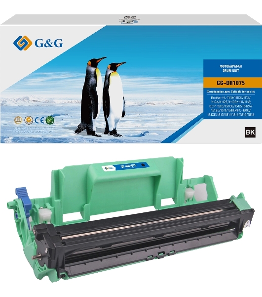 Блок фотобарабана G&G GG-DR1075 DR-1050/DR-1060/DR-1070/DR-1000 черный ч/б:10000стр. для HL-1110/1110E/1112/1112A/1112E/1110R/1111/1118;DCP-1510/1510E/1512/1512A/1512E/1511/1518;MFC-1810/1810E/1815/1811/1813/1815/1818 Brother