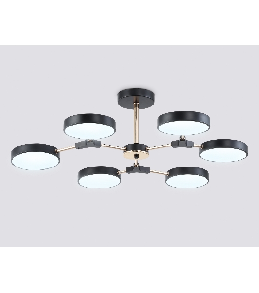 Люстра светодиодная на штанге Ambrella light FL516334/6 BK/FGD черный/золото 108W 3000-6000K D780*210 (без ПДУ)