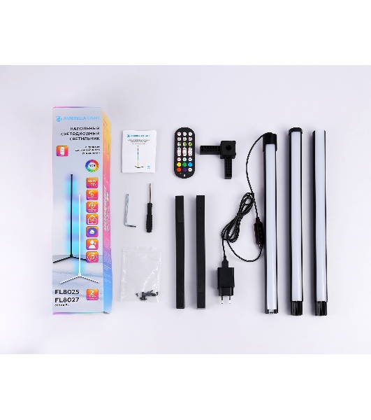 Светильник Ambrella light FL8022 BK черный LED 15W RGB D32*1250 (ПДУ РАДИО 2.4G)