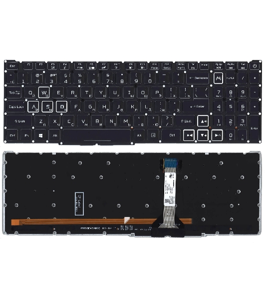 Клавиатура для ноутбука Acer Predator Helios 300 PH315-52 черная с белой подсветкой