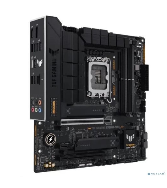 Материнская плата ASUS TUF GAMING B760M-PLUS, LGA 1700, Intel B760, 4xDDR5, 4xSATA, 2xM.2, 1xPCIe 5.0 x16, 1xPCIe 4.0 x4, 1xPCIe x1, 2xUSB-A 3.2 Gen 2, 3xUSB-A 3.2 Gen 1, 2xUSB 2.0, 1xUSB-C 3.2 Gen 2x2, 1x2.5Gb LAN, 5x3.5 мм, 7.1, mATX