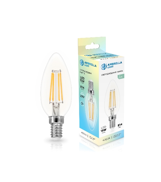 Лампа светодиодная 351514 Filament LED C35 15W E14 4000K 220-240V