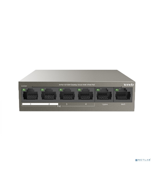 Коммутатор Tenda TEF1106P-4-63W 6PORT 100M 4POE