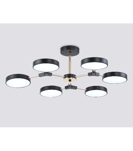 Люстра светодиодная на штанге Ambrella light FL516334/6 BK/FGD черный/золото 108W 3000-6000K D780*210 (без ПДУ)