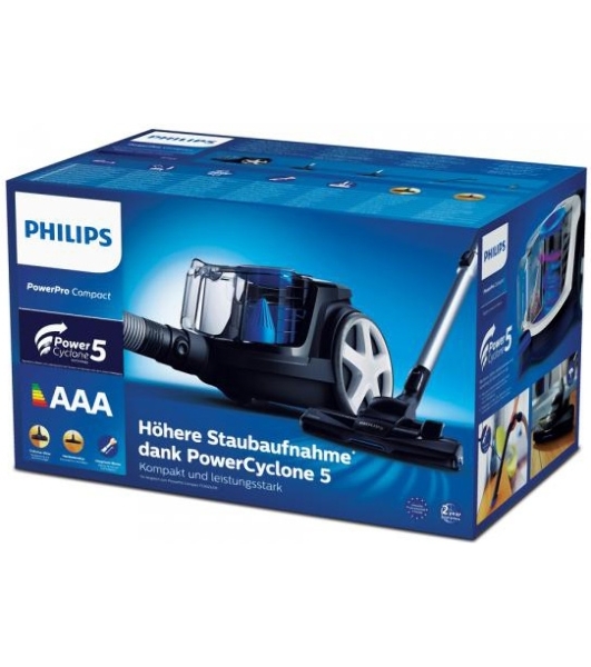 Пылесос Philips FC9331/09 черный/синий, 237/900 Вт, уборка сухая, пылесборник контейнер 1.5 л