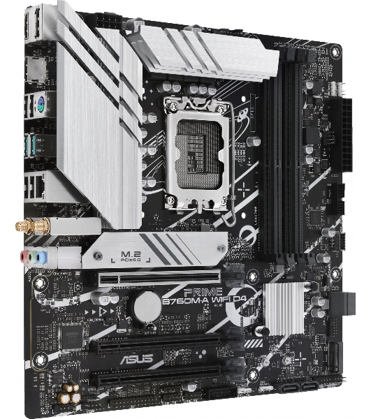Материнская плата ASUS PRIME B760M-A WIFI D4, LGA 1700, Intel B760, 4xDDR4, 4xSATA, 2xM.2, 1xPCIe 4.0 x16, 1xPCIe 4.0 x4, 1xPCIe 4.0 x1, 2xHDMI, 1xDP, 1x 2.5Gb LAN, 2xUSB-A 3.2 Gen 2, 4xUSB-A 2.0, 3x3.5 мм, 7.1, mATX