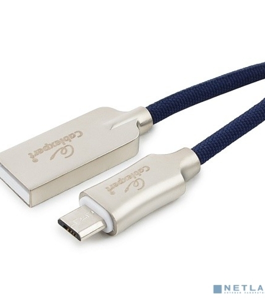 Кабель USB2.0 Cablexpert CC-P-mUSB02Bl-1M, AM/microB, серия Platinum, длина 1м, синий, блистер