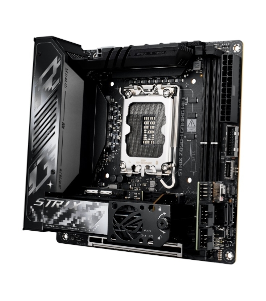 Материнская плата ASUS ROG STRIX Z890-I GAMING WIFI, LGA 1851, Intel Z890, 2xDDR5, 2xSATA, 2xM.2, 1xPCIe 5.0 x16, 1xHDMI, 2xUSB-C Thunderbolt 4, 1xUSB-C 20Gbps, 3xUSB-A 10Gbps, 1xUSB-A 5Gbps, 2xUSB-A 2.0, 1x 2.5Gb LAN, Mini-ITX