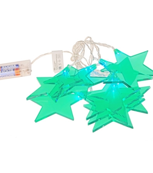 Гирлянда светодиодная Neon-night 'Звездопад' бирюзовая 10 LED, 2,25 м, прозрачныйПВХ, белый цвет свечения, 2 х АА (батарейки не в комплекте)