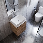 Тумба Bau Dream Blackwood 50 с дверцей, раковина BAU Hotel 48х37, смеситель для раковины высокий Hotel Still, нержавеющая сталь, выпуск клик клак, хром, фото8