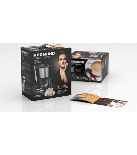 Кофеварка капельная Redmond RCM-M1507 черный/серебристый, исп. кофе - молотый, 0.6 л, 600 Вт