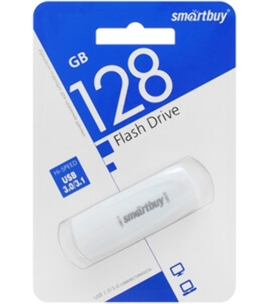 Флешка USB Smartbuy Scout white (SB128GB3SCW), 128Gb, USB 3.0, R/W 100/40, белый