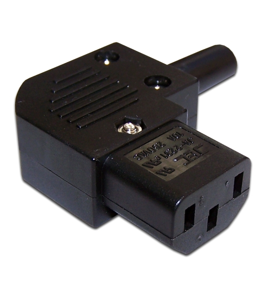 Вилка IEC 60320 C13, 10A, 250V, угловая, разборная, черная