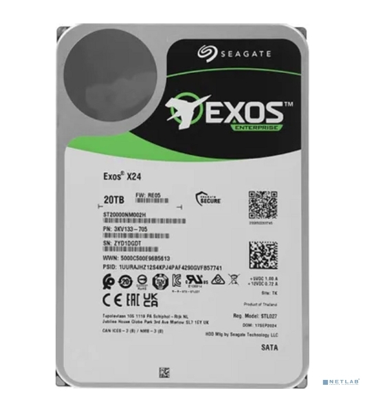 Жесткий диск Seagate Exos X24 20Tb 7200RPM SATA 512MB ST20000NM002H
