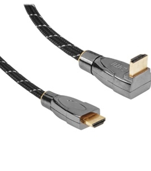 Кабель HDMI Wize WAVC-HDMIRA-7M 7 м., v.2.0b, 19M/19M, 4K/60 Hz 4:4:4, 26 AWG, HDCP 1.4, HDCP 2.2, Ethernet, позол.угловой разъем, экран, черный, пакет