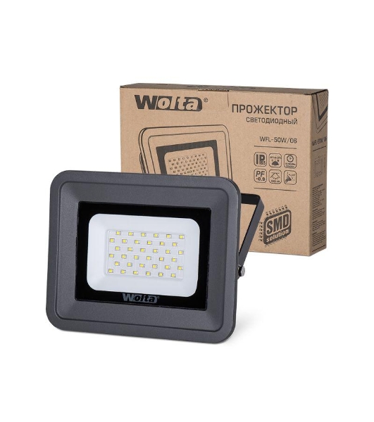Светодиодный прожектор WOLTA WFL-50W/06 5500K 50 W SMD IP 65 цвет серый слим
