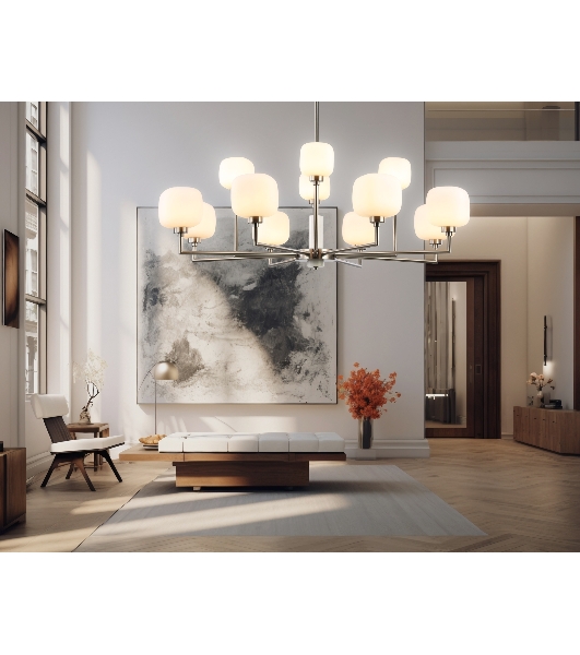 Люстра Ambrella light LH53005/12 SN/FR сатин никель/белый матовый G9*12 max 40W D910*680