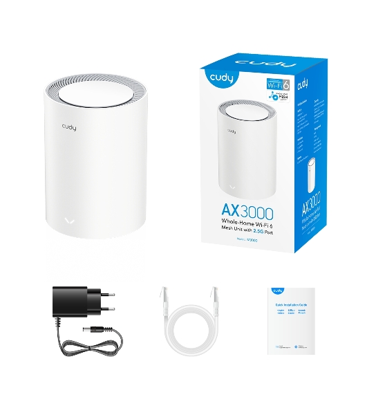 Бесшовный Mesh роутер Cudy M1800 (M1800 1-PACK) AX1800 10/100/1000BASE-TX/Wi-Fi белый