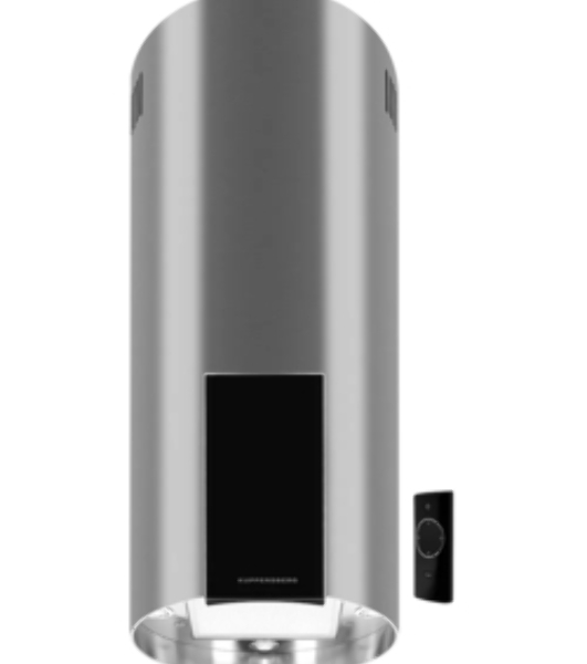 Вытяжка Kuppersberg MOTUBA 35 X, цилиндрическая, островная, 35 см, сенсорное управление, таймер, отвод/рециркуляция, 3 скорости, производительность 850 м3/ч, LED освещение, обратный клапан, уровень шума 68 дБ, угольный фильтр CF110 (опция), цвет нержавеющая сталь