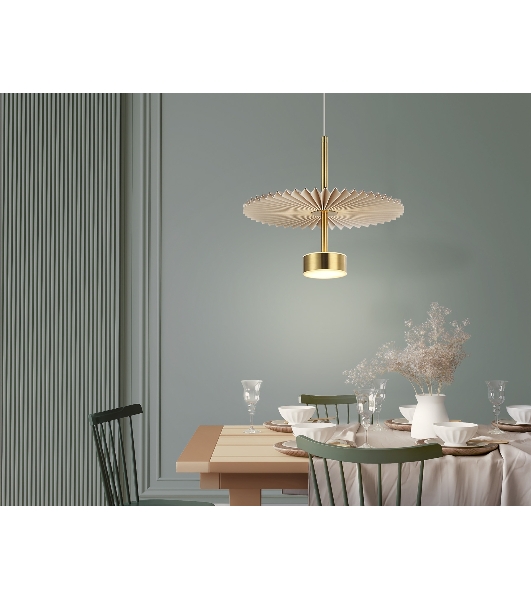 Светильник Ambrella light LH72603 BR/WH латунь/бежевый 6W 3000K D300*260-1770