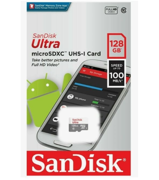 Флеш карта microSD 128Gb SanDisk microSDXC Class 10 Ultra UHS-I 100Mb/s