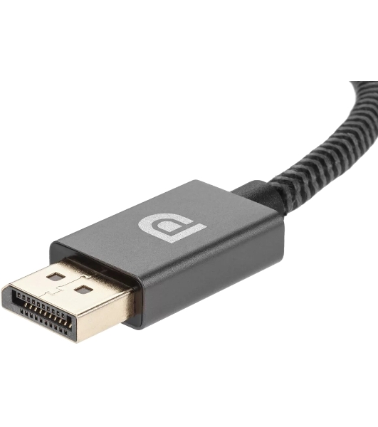 Кабель-переходник DP --> HDMI-F 0.2m, серый металлик, оплетка, 4K@60Hz, Telecom (TA560)