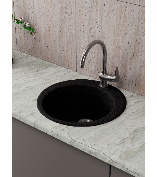 Мойка для кухни BAU Dream Pro D 48, без выпуска, черный камень
