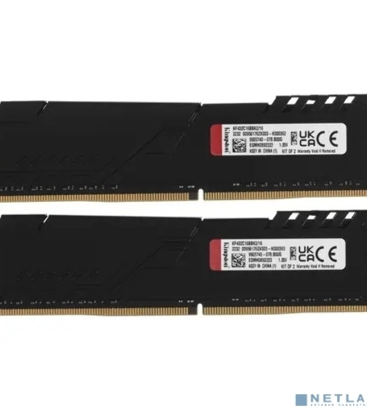 Оперативная память Kingston Fury Beast, DDR4, 16GB (2x8GB), 3200MHz, CL16, DIMM, с радиатором, черный