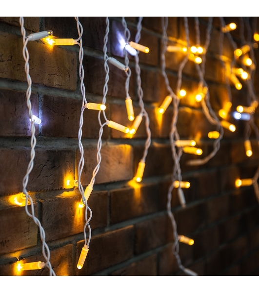 Гирлянда Neon-night 'Айсикл' 4,8х0,6 м, с эффектом мерцания, белый ПВХ, 176 LED, Желтый, 230В