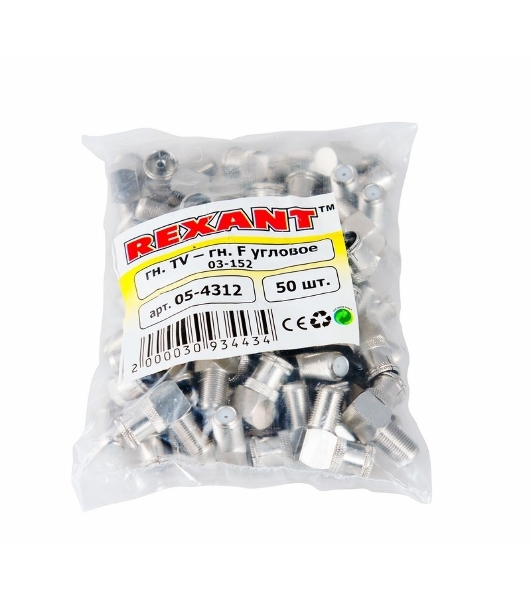 Переход гнездо F-гнездо TV угловой Rexant