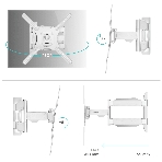 Кронштейн ONKRON/32-55' макс. 400x400, 2 колена, наклон -5º+8º, поворот 180º макс, от стены 55-500мм, белый, фото27