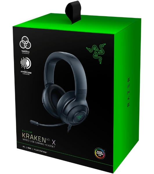 Гарнитура Razer Kraken V3 X (2022) чёрный, проводная, USB, подсветка