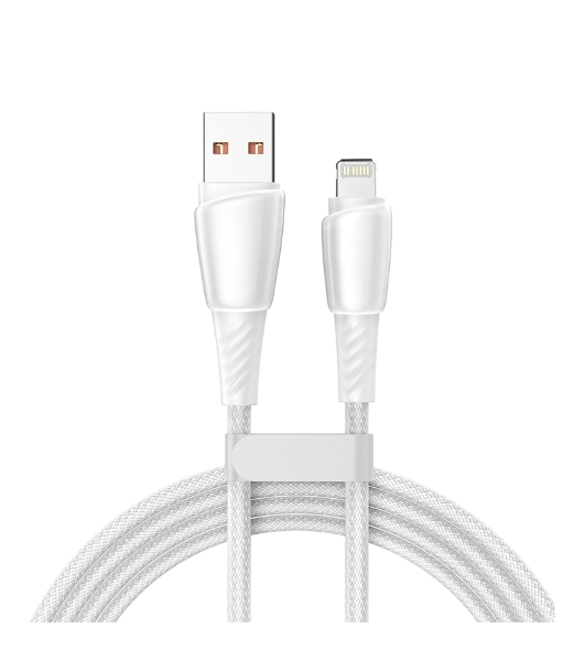 Кабель Rexant USB-A - Lightning для Apple, 2,4А, 1м, в белой нейлоновой оплетке